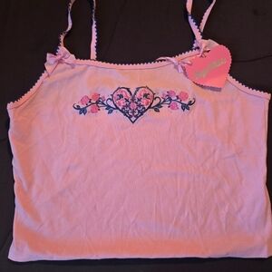 Sugar Thrillz Pink Floral Heart Tank Top
